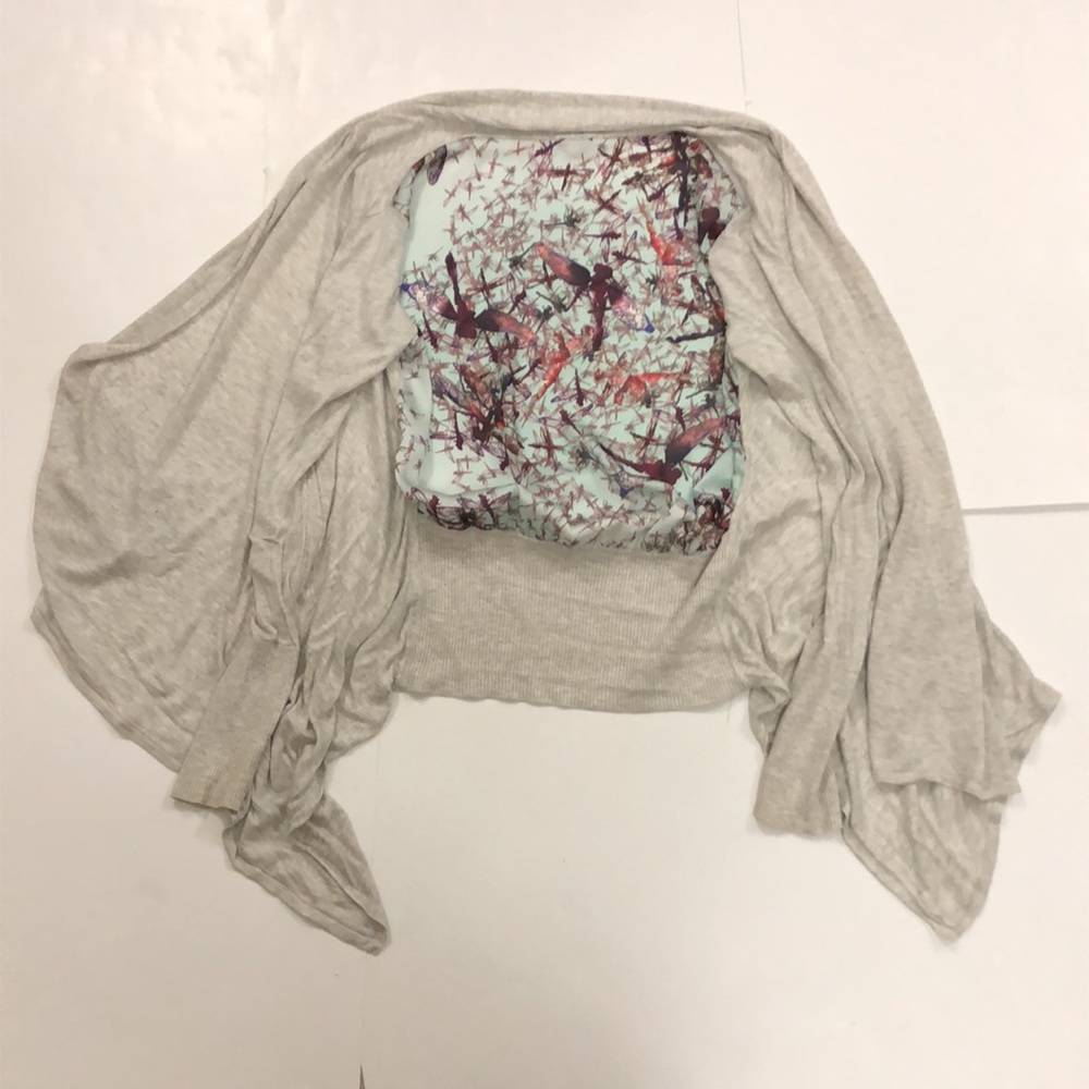 Ted Baker 3 Cardigan Grey dragonfly design back long sleeve very good condition